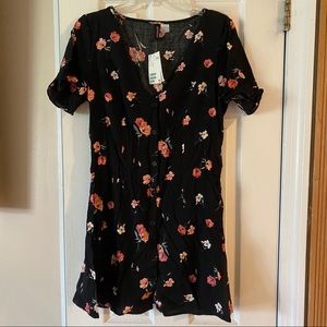 NWT H&M Black Floral Burton Down Dress. Size 12
